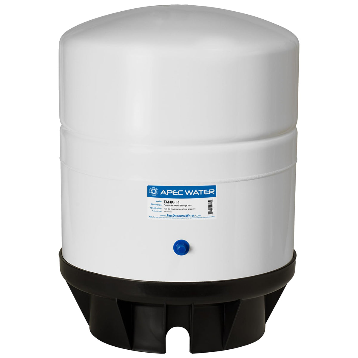 APEC Water Tank-4, 4 Gallon Pre-Pressurized Water Storage Tank | Holds Up to 3.2 Gallons, Food Grade Bladder, Efficient Discharge Options, 1/4 Inch Male Pipe Thread