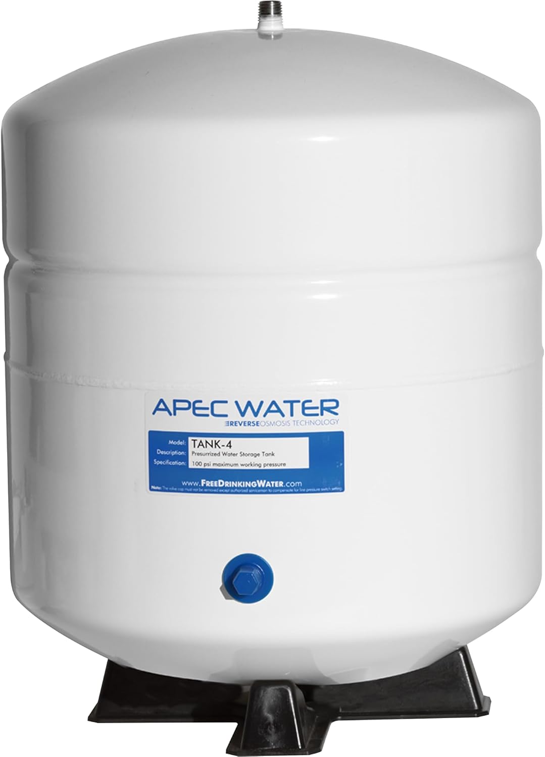 APEC Water Tank-4, 4 Gallon Pre-Pressurized Water Storage Tank | Holds Up to 3.2 Gallons, Food Grade Bladder, Efficient Discharge Options, 1/4 Inch Male Pipe Thread