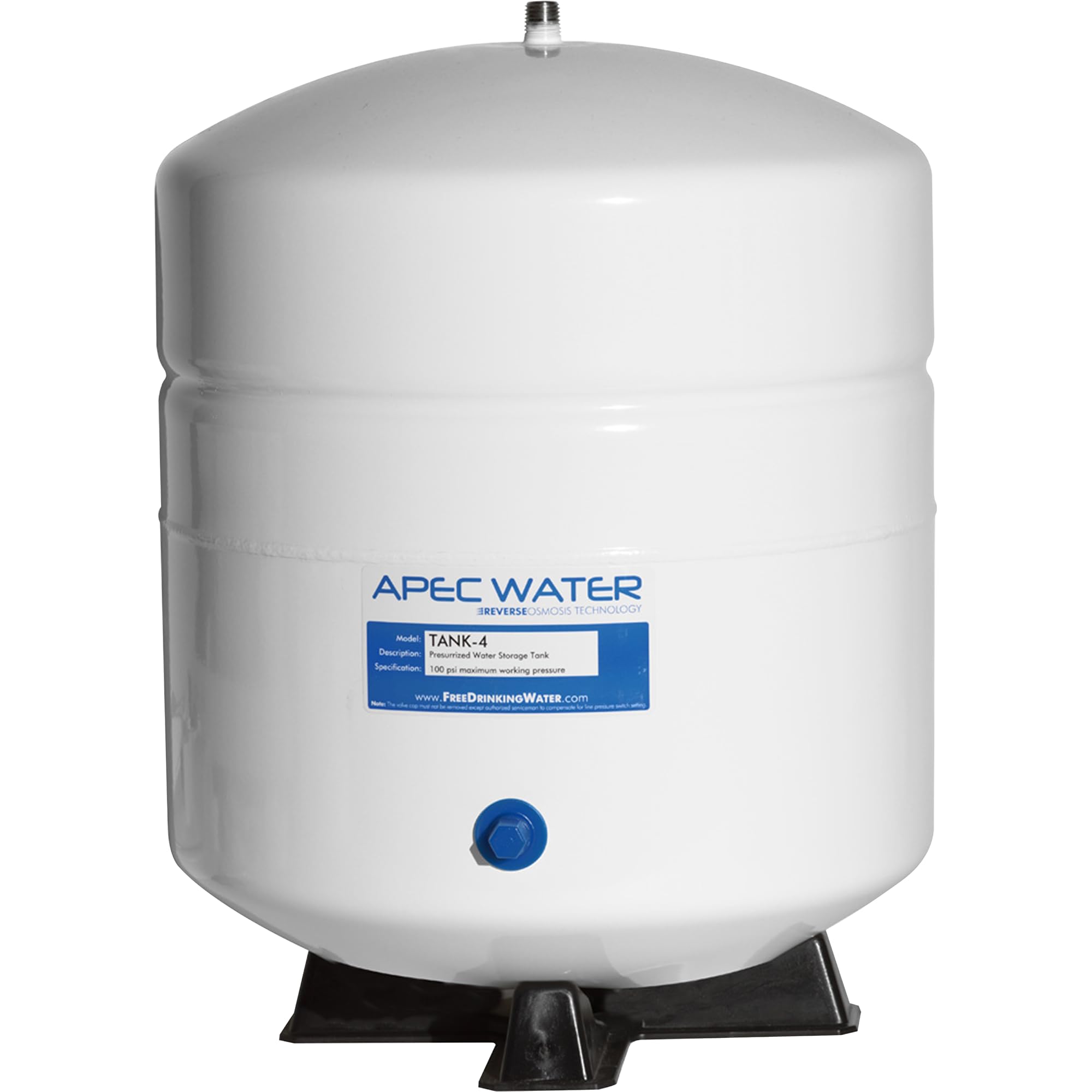 APEC Water Tank-4, 4 Gallon Pre-Pressurized Water Storage Tank | Holds Up to 3.2 Gallons, Food Grade Bladder, Efficient Discharge Options, 1/4 Inch Male Pipe Thread