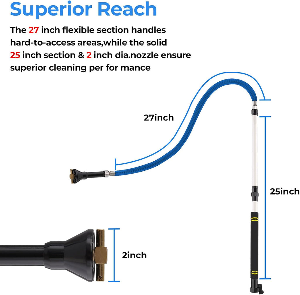 RV Flexible Swivel Stick, 60 Inch RV Tank Wand Tank Sprayer Wand with Backflow Prevent Valve Leak-Proof for RV Black Water Tank Cleaning Household Toilet & Garden Irrigation. (23.99inch)