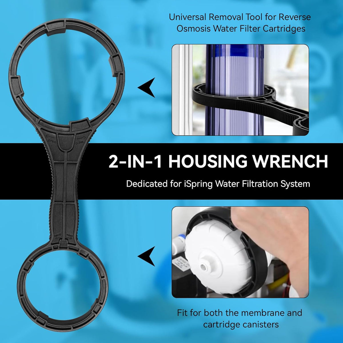 Magluv AWR2 2-in-1 Water Filter Housing Wrench Replacement for iSpring HW12, HC12, RCC,RCCP, US31, CKC, CT10 Reverse Osmosis Pre-Filter Housing and RO Membrane Canister Wrench