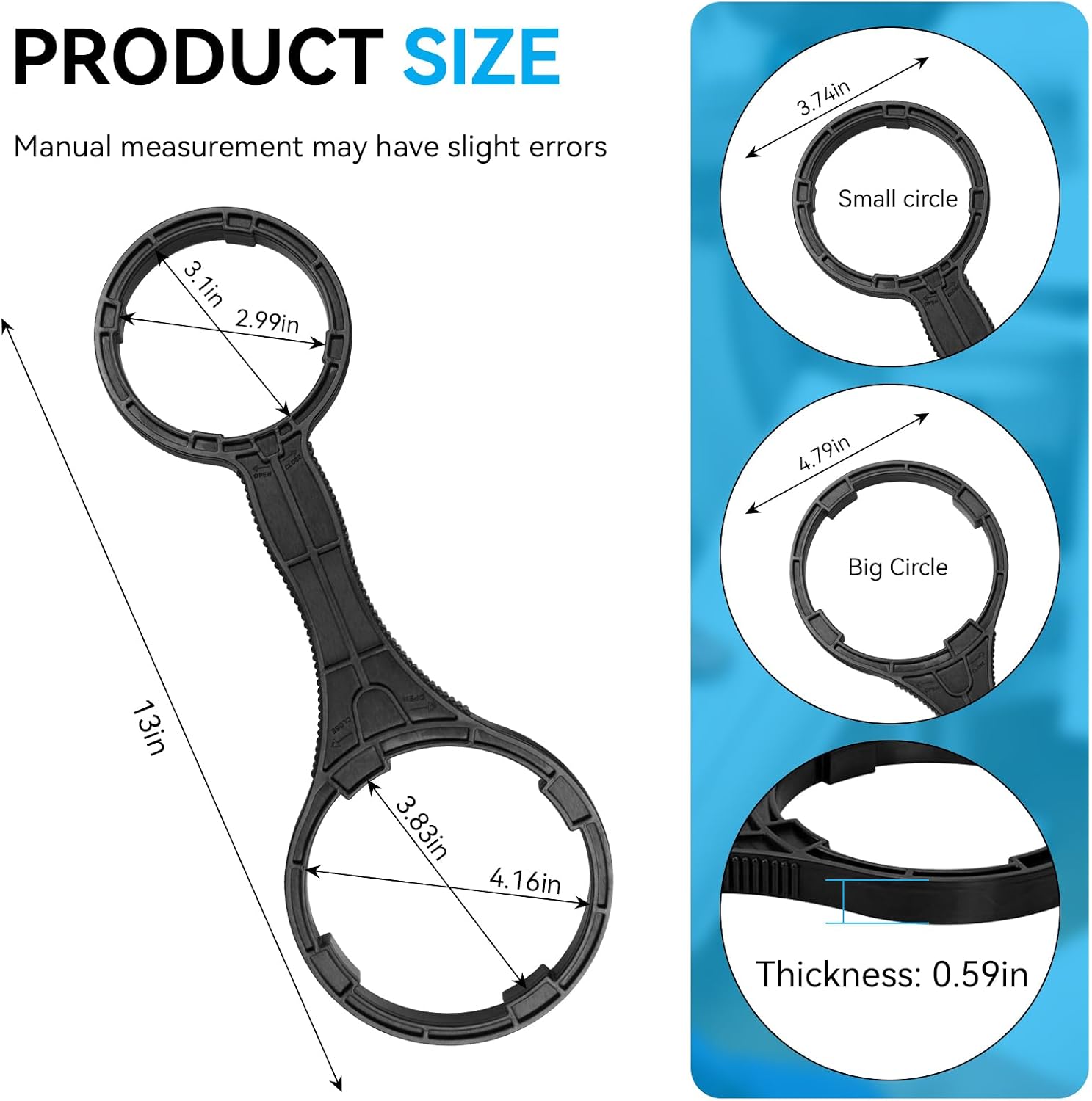 Magluv AWR2 2-in-1 Water Filter Housing Wrench Replacement for iSpring HW12, HC12, RCC,RCCP, US31, CKC, CT10 Reverse Osmosis Pre-Filter Housing and RO Membrane Canister Wrench