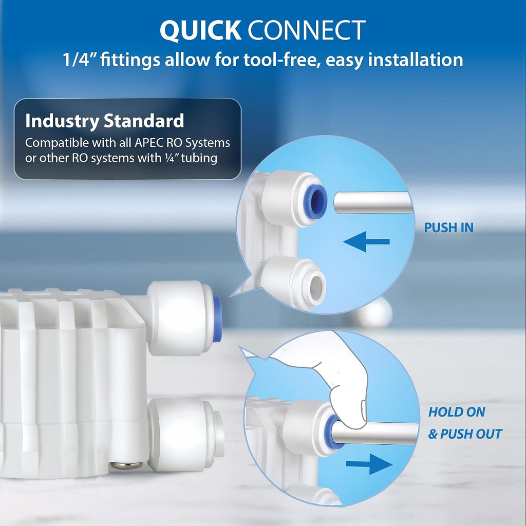 APEC Water ASO Auto Shut Off Valve Replacement Part, 0.25 Inch | Automatic Shut Off for APEC RO Systems, 1 Unit, Quick Connect, Lightweight, Easy Installation